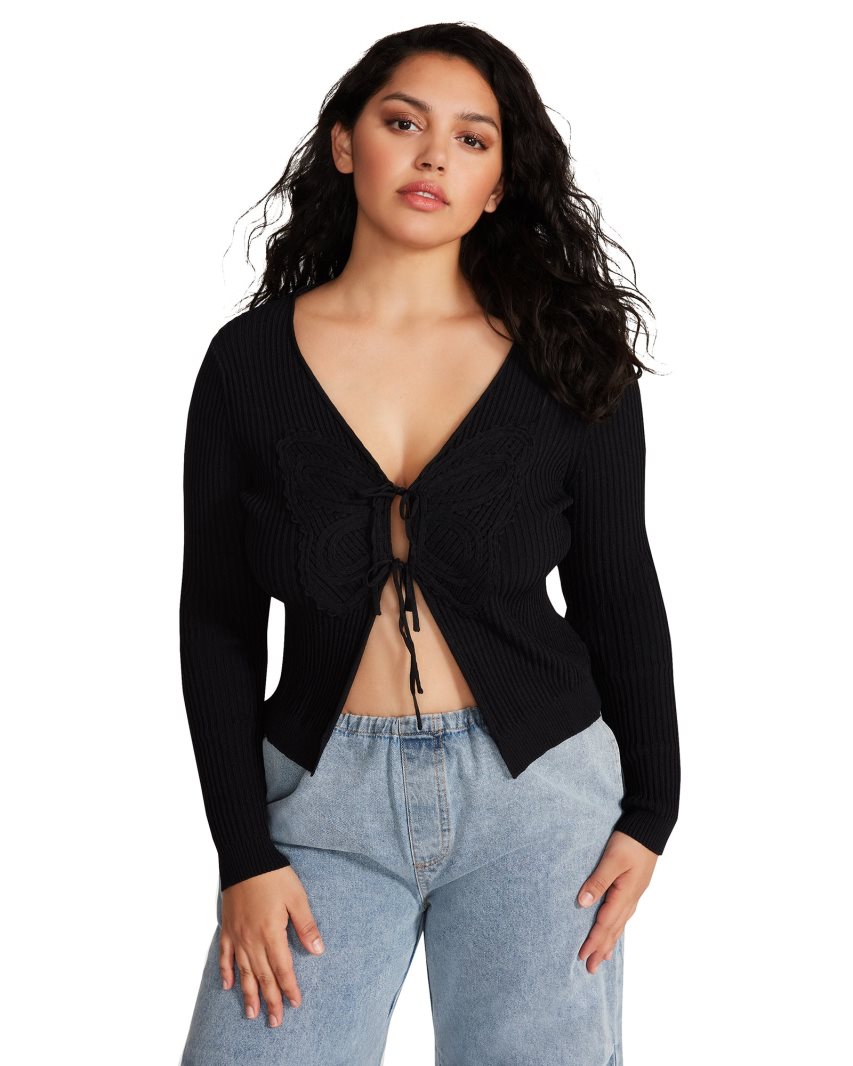 Black Steve Madden Emilia Women's Cardigan | PH 9364PLH